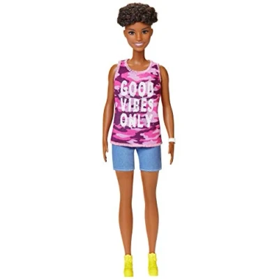 Imagen de Barbie Fashionista Muñeca con Pelo Moreno Rizado y Corto (Mattel GHP98)