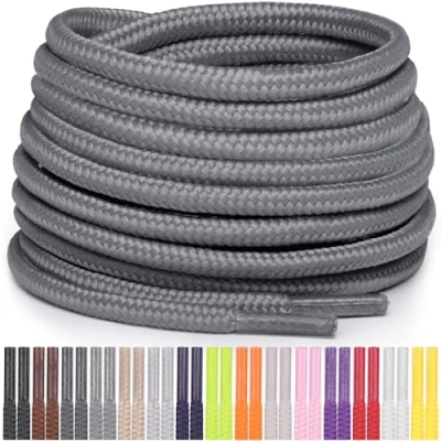Imagen de Miscly Cordones Redondos para Zapatos, Zapatillas y Botas Disponibles en Múltiples Longitudes Colores (Gris, 114 cm)