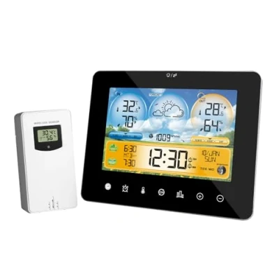 Imagen de Gerbala estación meteorológica inalámbrica con sensor exterior, pantalla LCD, previsión meteorológica, temperatura, humedad, para uso interior y exterior
