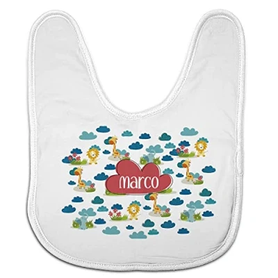 Imagen de LolaPix Babero Bebe Niño. con Nombre. Regalos Personalizados Personalizado Bebe. Varios diseños. Animales Selva