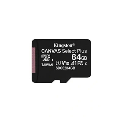 Imagen de Kingston Canvas Select Plus Tarjeta microSD, garantía por vida con el fabricante, SDCS2/64GB Class 10 Adaptador SD, Negro