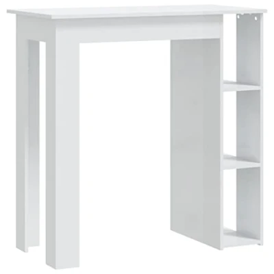 Imagen de vidaXL Mesa Alta con Estante Bar Bistró Mostrador Centro Desayuno Cocina Comedor Salón Muebles Mobiliario Contrachapada Blanco Brillo 102x50x103,5 cm