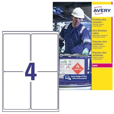 Imagen de Avery España B7169 50 etiquetas para uso industrial resistentes al agua (200 adhesivas, 99x139mm) Caja de hj