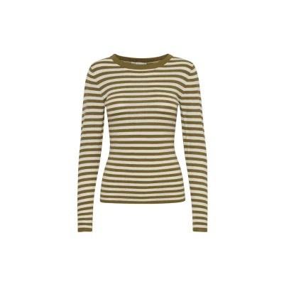 Imagen de ICHI Ihdiane Jersey de punto, Mujer, Talla: Medium, Lizard almond milk stripe