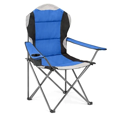 Imagen de Hyfive Sillas de Camping Plegables Heavy Duty Luxury Acolchadas con portavasos Respaldo Alto Azul 1 Silla