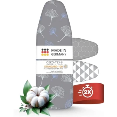 Imagen de arteneur® Premium Funda Tabla de Planchar Ajustable I 5 Tallas Refleja el Calor y Vapor OEKOTEX100 Banda Elástica para Tables 150x50 cm