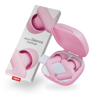 Imagen de Alpine Silence Tapones para Dormir, Concentración y Viajar Protección Auditiva Cómoda Reusable Ajuste perfecto en V Puntas Ovaladas Suaves XS/S/M/L Reduce el Ruido Hasta 25dB Rosa