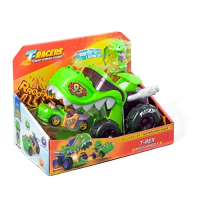 Imagen de T Racers Mega Wheels Rex vehículo Lanzador con 1 piloto y exclusivos. Compatible Otros Coches