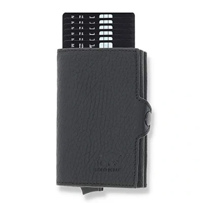 Imagen de Solo Pelle Tarjetero Cartera de piel Slim Wallet Monedero con protección RFID para hasta 11 tarjetas Modelo: Mech, Negro bolsillo + monedero, talla única,