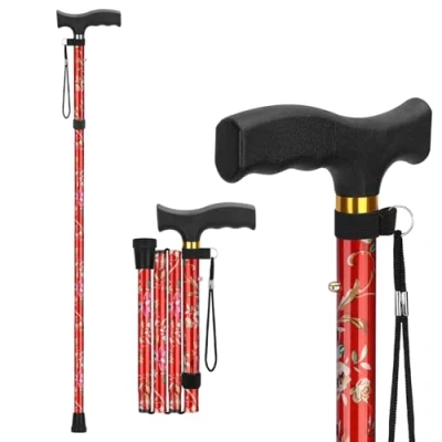 Imagen de supregear Bastón Plegable Bastones para Caminar Ajustable en Altura, de Viaje Ligero y Flexible, Ayuda Movilidad Colapsable Equilibrio, Hombres Mujeres