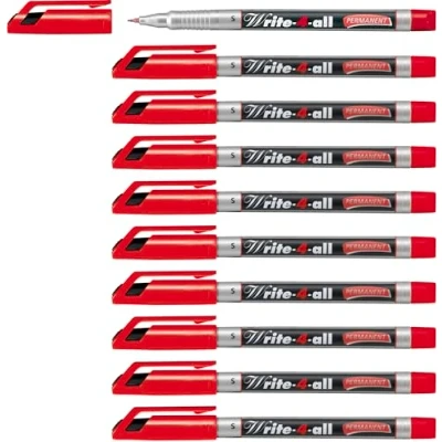 Imagen de Marcador permanente STABILO Write 4 all Caja con 10 unidades Punta superfina Color rojo