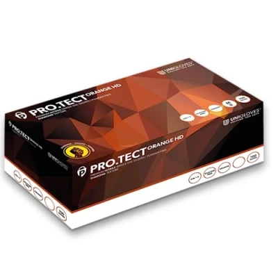 Imagen de UNIGLOVES GA0055 Pro Tect Guantes de nitrilo, XL, color naranja (paquete 100)