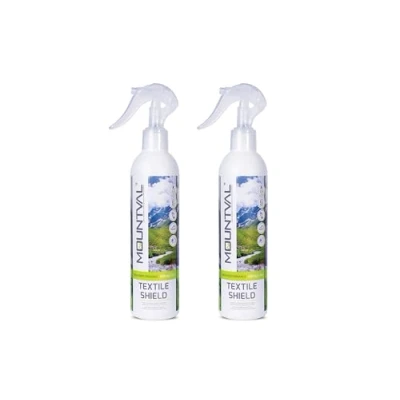Imagen de Mountval Protector Textil (2Pck/300ml), Pack Doble: Spray de Última Tecnología Impermeabilizante para Ropa y Equipamiento, Transpirable, Seguro, Sin Disolventes, GORE TEX