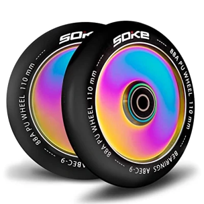 Imagen de SOKE ruedas para patinete 1679, 5 x 12 cm, dos unidades, doradas, duraderas, niños, adolescentes, adultos, profesionales, de Razor/Cox/Albott and Most Freestyle Scooters