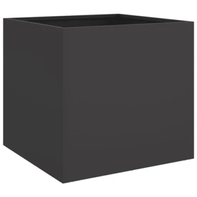 Imagen de vidaXL Jardinera, Macetero para Plantas Flores Hierbas, Soporte Macetas, Arriate Elevado Jardín Patio Terraza Balcón, Acero Negro