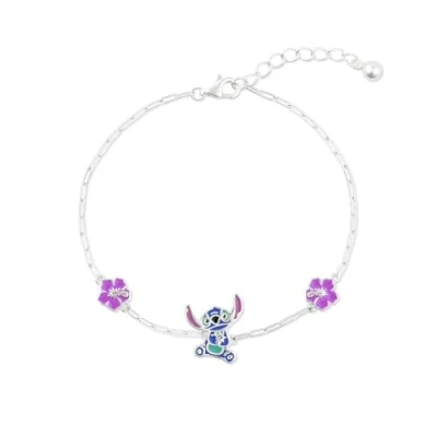 Imagen de Disney Pulsera ajustable con dije de flor y puntada azul plata ley para niñas B902414SL 65.PH