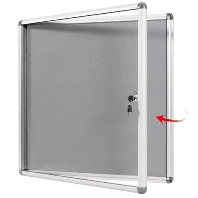 Imagen de Swansea Tablón de anuncios tela, Vitrina pared cerrada con marco aluminio,Gris,67x72cm(6 x A4)