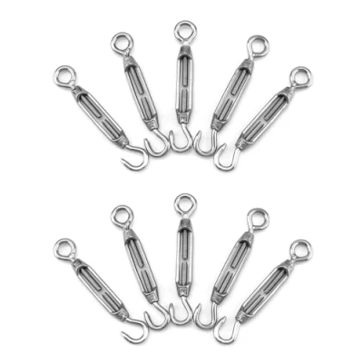 Imagen de QWORK® 10 Piezas Tensor M4, de Cable, Gancho y Ojo Acero Inoxidable 304