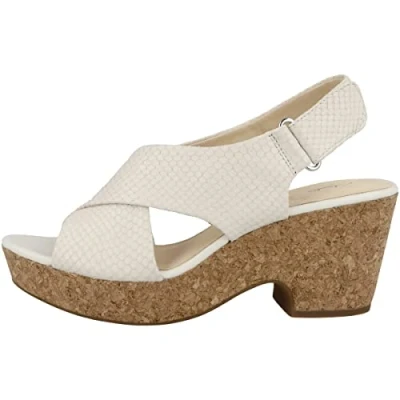 Imagen de Clarks Maritsa Lara, Sandalias de Talón Abierto Mujer, Blanco (White Snake White Snake), 41 EU