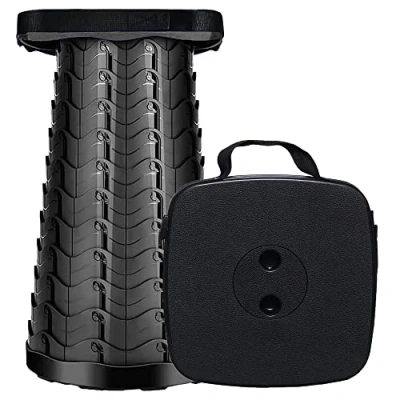 Imagen de MKBK taburete telescópico plegable para camping, pesca, capacidad de carga portátil 420 libras (negro)
