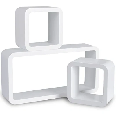 Imagen de WOLTU Estantería de Pared Cubo Conjunto 3 Estante Retro Colgantes CD Libreria Decorativo Baldas Flotante Blanco 9210 a
