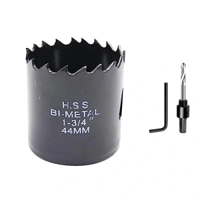 Imagen de sierra de corona 44mm LAIWEI bimetálica cortadora agujeros redondos HSS cabeza circular, profundidad corte hasta 38mm, adecuada para madera, plástico, cartón yeso y tubos metálicos