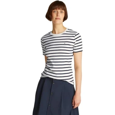 Imagen de Tommy Hilfiger SLIM CODY Camiseta básica, Mujer, Talla: XXS, Breton dark night navy
