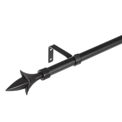 Imagen de LOLAhome Set de Barra Cortina Extensible 122 a 211 cm, 2 escuadras y terminales Negro Metal plástico ABS