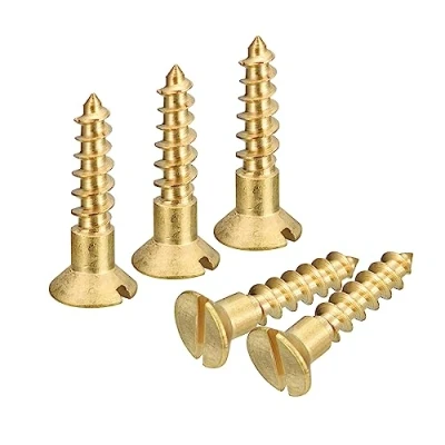 Imagen de sourcing map Latón Madera Tornillos, 25uds M4 x 16mm Ranurado Accionamiento Plano Cabeza Autorroscante Tornillo Avellanado para Carpintería Muebles