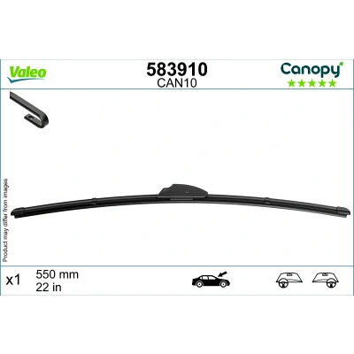 Imagen de limpiaparabrisas Valeo Canopy 583910 550mm Escobilla con hoja plana, Goma de &gt;80 % materiales sostenibles