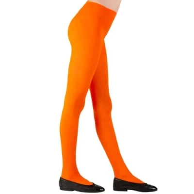 Imagen de Widmann 20573 Medias para niña, 40 DEN, Calcetines, Carnaval, Halloween, Fiestas temáticas, Talla 4 6 años, Color Naranja