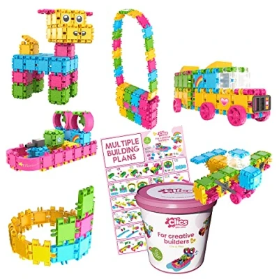 Imagen de Clics Juguetes de construcción para niños a Partir 3 años educativos creativos Juego 175 Piezas Bloques con Purpurina niñas Stem Montessori