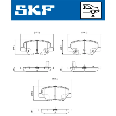 Imagen de SKF VKBP 90253 A Juego de pastillas freno con avisador acústico desgaste MITSUBISHI: ASX SUV, Eclipse Cross, OUTLANDER 3, CITROËN: C4 Aircross