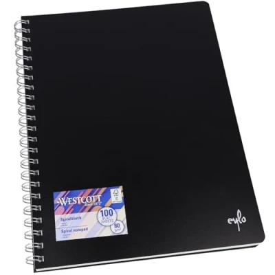 Imagen de Westcott Bloc de notas en espiral A4 cuadriculado 200 páginas Perforado con papel premium 80 g/m² encuadernación E 730884 00