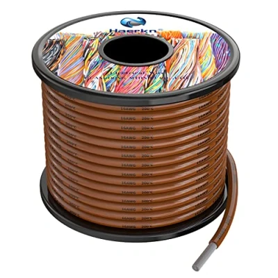 Imagen de 1.3mm² Cable Alambres eléctrico de silicona 16awg marrón 15 metros cobre estañado trenzado sin oxígeno Resistencia a altas temperaturas
