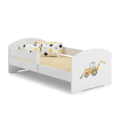 Imagen de KOBI Cama infantil LUK Blanco 160 x 80 cm Camas infantiles con colchón y marco Habitación Bebe individual barandilla