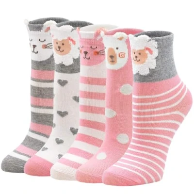 Imagen de PUTUO Calcetines Niñas Invierno Térmicos Niña de Algodón, Divertidos Navidad Animales, 2 4 años, 5 pares