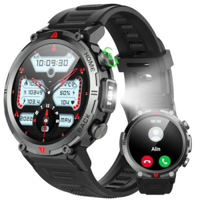 Imagen de Reloj Inteligente Hombre Mujer 1,45&quot; Smartwatch con Llamada Bluetooth,110+ Deportes,Reloj Deportivo Podómetro,300 mAh,Pulsómetro,Monitor de Sueño,280+ Diales,para Android iOS