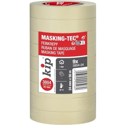 Imagen de kip 3804 Paquete de 9 cintas adhesivas para pintura y decoración, 24 mm x 50 m