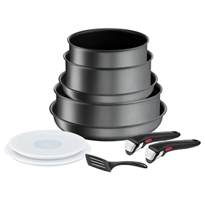 Imagen de Tefal Ingenio Batería de cocina (10 p, estufas, sartenes, inducción, revestimiento antiadherente resistente, apilable, apto para lavavajillas, fabricado en Francia, Daily Chef On L7619302)