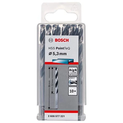 Imagen de Bosch Professional 10 brocas helicoidales HSS PointTeQ, para metal, 5.3 x 52 86 mm, accesorio de taladro