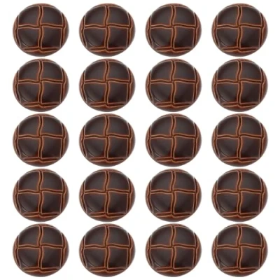 Imagen de ECSiNG 20PCS Botones de Fútbol Marrones 20mm Patrón Botón Chaqueta Plástico Imitación Cuero Vástago Vintage para Trajes Abrigo Deportivo Uniforme