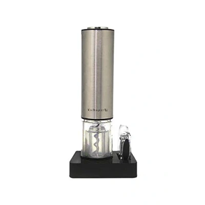 Imagen de VB VIN BOUQUET Compact FID 003 Sacacorchos Electrico Deluxe, Incluye degollador Base y Cargador, Manganese Steel &amp; ABS, Plata Negro, 21 x 33.5 6.5 cm