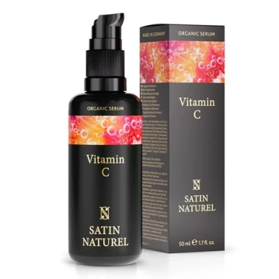 Imagen de Serum de Vitamina C 50 ml ORGANICO y Vegano Antiedad, Antiarrugas Antimanchas Contorno Ojos Piel Firme, Radiante Suave Doble Complejo C, E, Aloe Vera Satin Naturel
