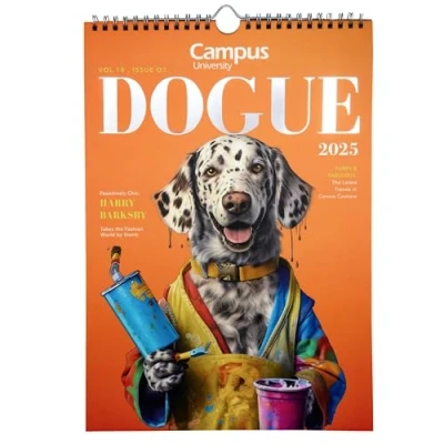 Imagen de Campus Calendario 2025, de Pared Anual Perros, Imágenes para Anotar con Encuadernación Espiral y Colgador Metálico, Tamaño 21x28 cm, Incluye 12 fotos perros (Naranja)
