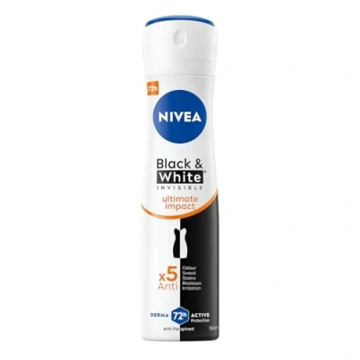 Imagen de NIVEA Black&amp;White 48 H Invisible Ultimate Impact Antitranspirante en spray para mujer 150 ml