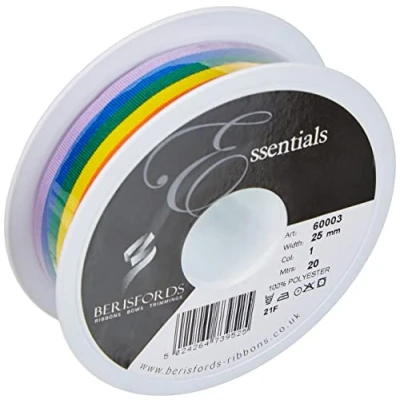 Imagen de Berisfords Cinta a Rayas Arco Iris 25 mm, Multicolor