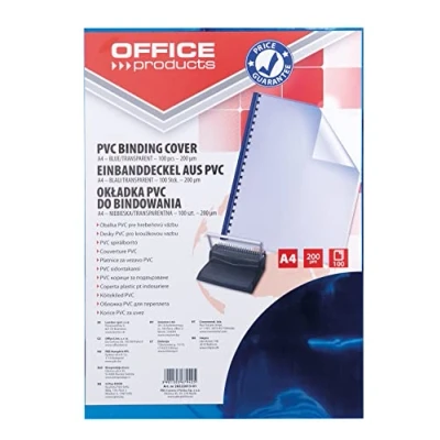 Imagen de Office Products 20222015 01 Carátulas para encuadernar PVC, A4, 200 g/m², 100 unidades), color azul/transparente