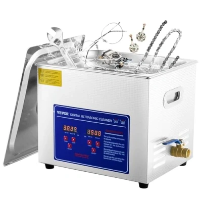 Imagen de VEVOR Limpiador ultrasónico 10L Ultrasonidos Profesional de Acero Inoxidable, 240W Máquina Ultrasonido con Temporizador Digital, Temperatura Ajustable, para Joyas, Relojes, Laboratorio