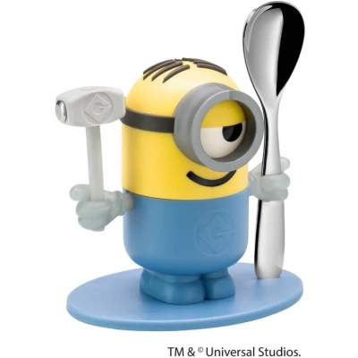 Imagen de WMF Minions huevera con cuchara, plástico, acero inoxidable Cromargan pulido, apto para lavavajillas, amarillo, azul